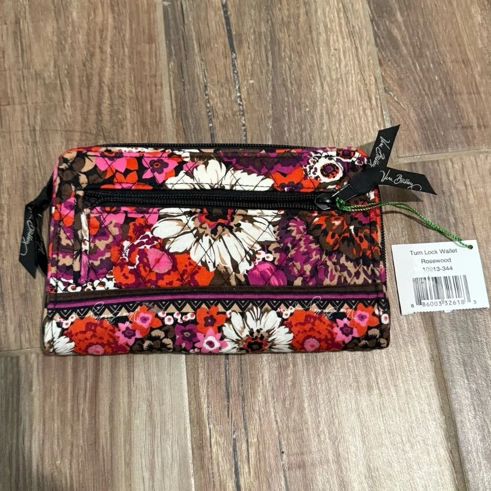 VERA BRADLEY - Turnlock Wallet in the Rosewood Pattern - Picture 2 of 4